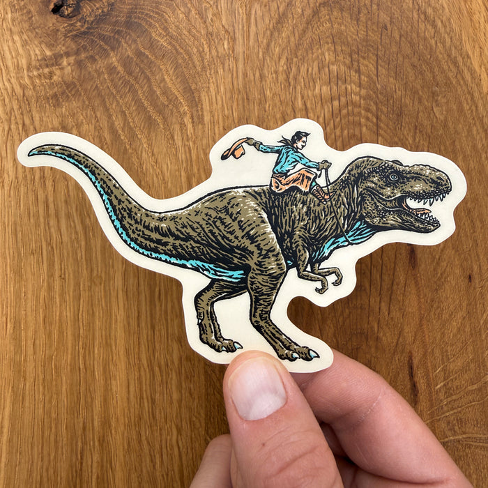 T-Rex Cowboy - 4 Inch Matte Vinyl Western Dinosaur Sticker