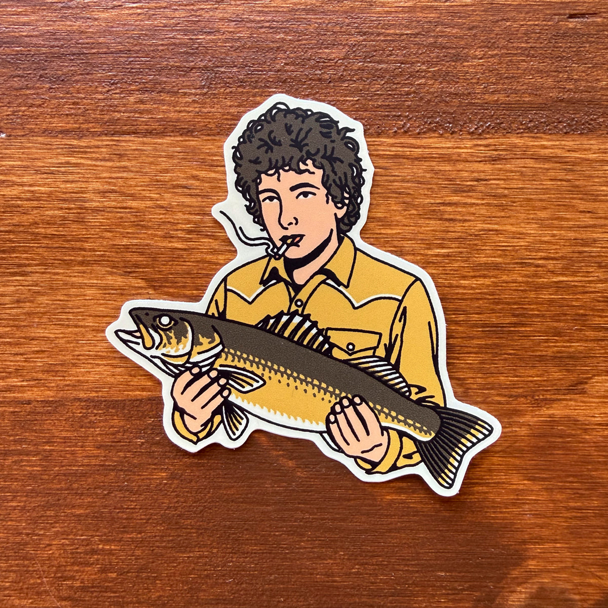 Dylan Holding Walleye 3in Matte Vinyl Sticker