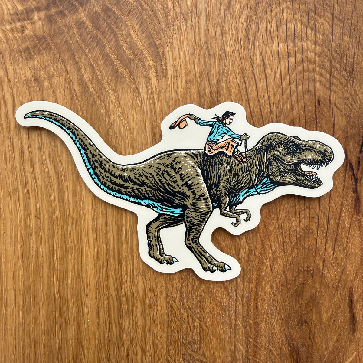 T-Rex Cowboy - 4 Inch Matte Vinyl Western Dinosaur Sticker