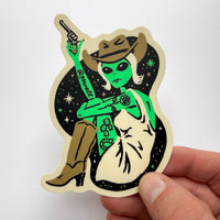 Alien Starr - 4 Inch Matte Vinyl Retro Western Cowgirl Sticker
