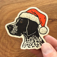 Christmas German Shorthaired Pointer (Black) - 3 Inch Matte Vinyl Santa Dog Sticker