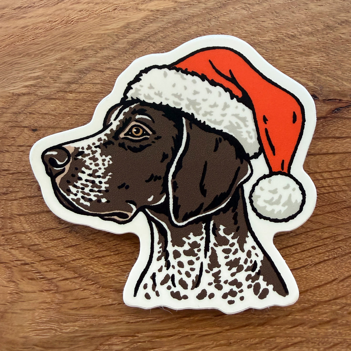 Christmas German Shorthaired Pointer - 3 Inch Matte Vinyl Santa Dog Sticker