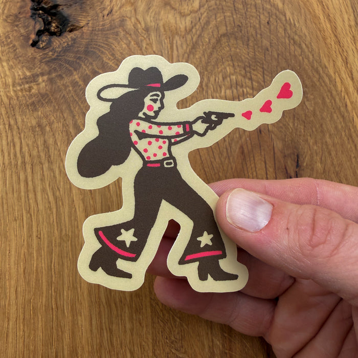 Lovestruck Cowgirl - 3 Inch Matte Vinyl Western Valentines Love Sticker