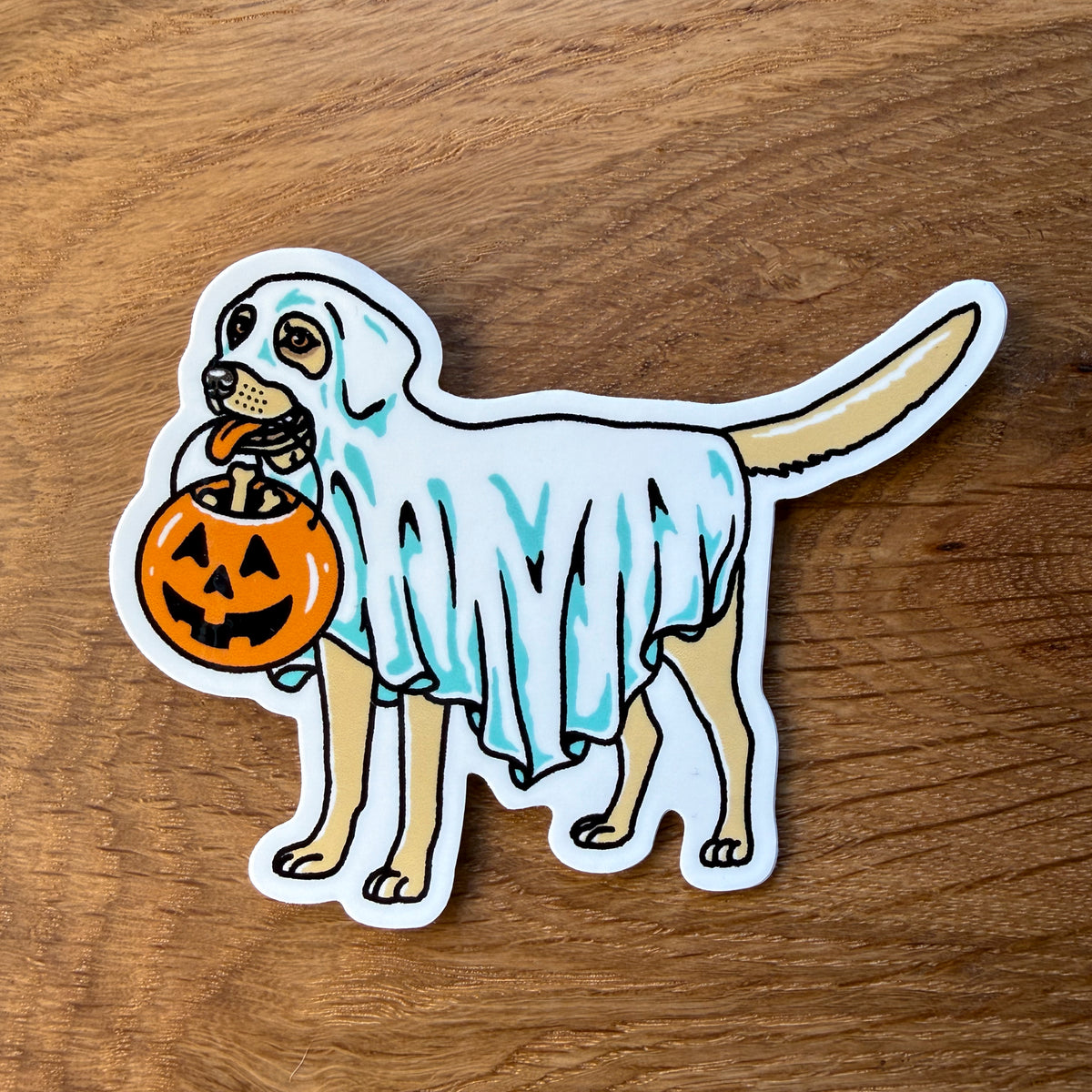 Ghost Yellow Lab 3 Inch Glossy Vinyl Sticker