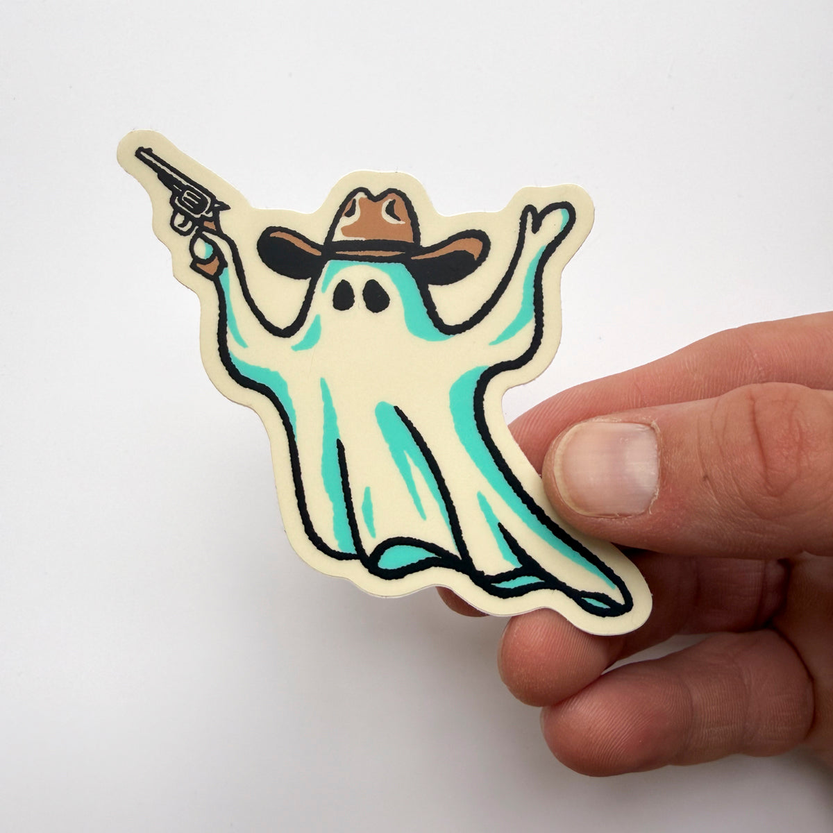 Cowboo - 3 Inch Matte Vinyl Western Halloween Cowboy Ghost Sticker