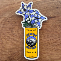 Colorado Blue Columbine Cold Brew - 4 Inch Matte Vinyl Coffee Flower Sticker