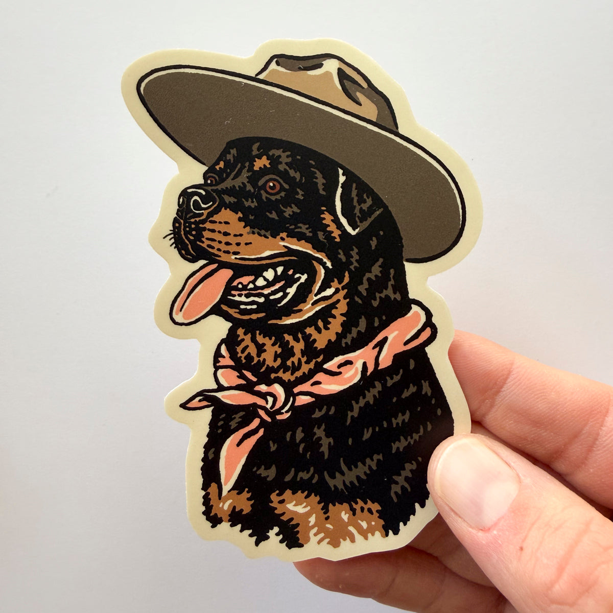 Rottweiler Cowdog - 4 Inch Matte Vinyl Cowboy Dog Sticker