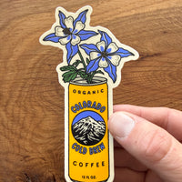 Colorado Blue Columbine Cold Brew - 4 Inch Matte Vinyl Coffee Flower Sticker