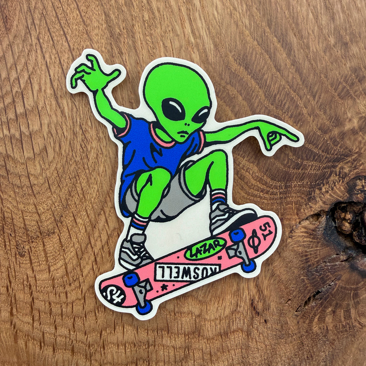 Skate Alien (Green/Blue) 3 Inch Matte Vinyl Sticker