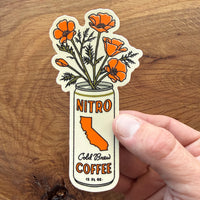 California Poppy Cold Brew - 4 Inch Matte Vinyl Coffee Flower Sticker
