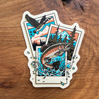 Rainbow Trout Polaroid  - 4 Inch Matte Vinyl Nature Fishing Sticker