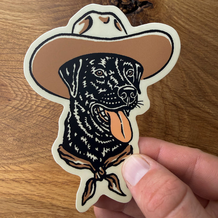 Black Lab 4 Inch Cowdog Matte Vinyl Sticker