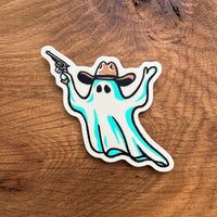Cowboo - 3 Inch Matte Vinyl Western Halloween Cowboy Ghost Sticker