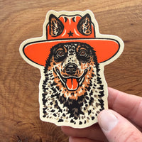 Blue Heeler Cowdog - 4 Inch Glossy Vinyl Cowboy Dog Sticker