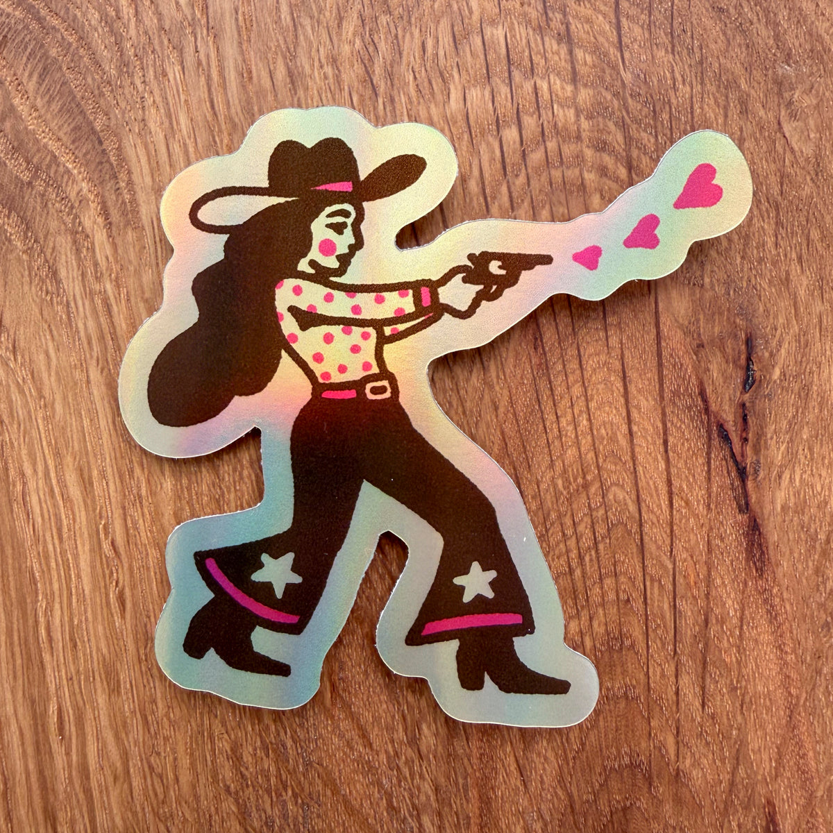 Lovestruck Cowgirl - 3 Inch Holographic Vinyl Western Valentines Love Sticker
