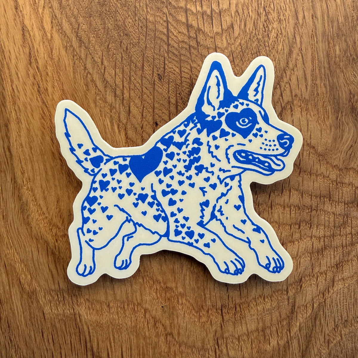 Blue Heeler Hearts (Blue/Cream) 3 Inch Matte Vinyl Sticker