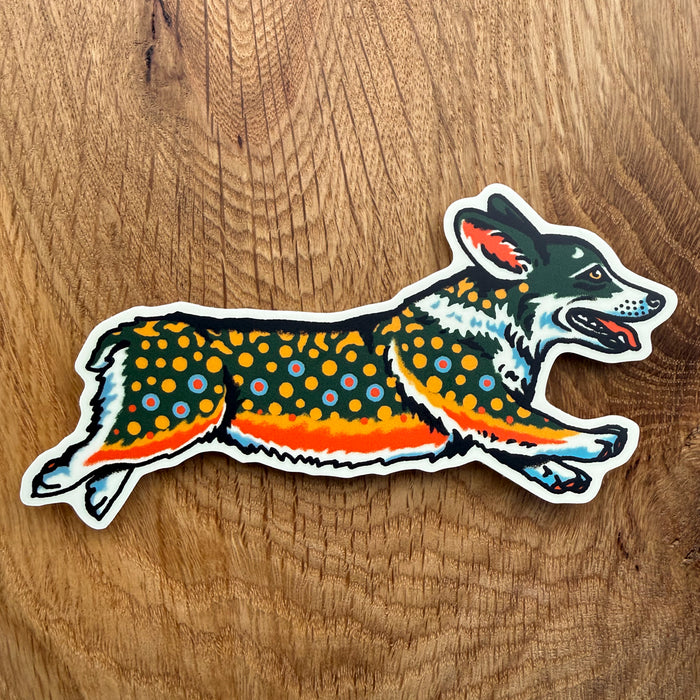 Corgi Brook Trout 4 Inch Matte Vinyl Sticker