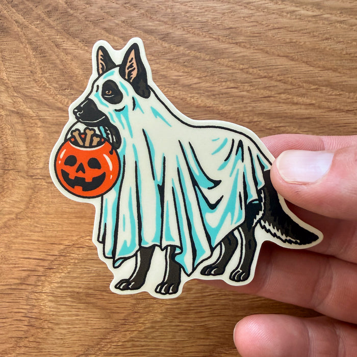 Ghost German Shepherd (Black) 3 Inch Matte Vinyl Sticker