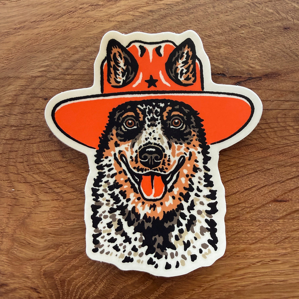 Blue Heeler Cowdog - 4 Inch Glossy Vinyl Cowboy Dog Sticker