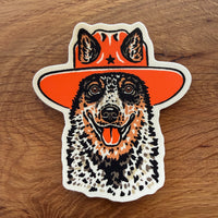 Blue Heeler Cowdog - 4 Inch Glossy Vinyl Cowboy Dog Sticker