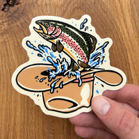Rainbow Trout Hat - 4 Inch Glossy Vinyl Fish Sticker