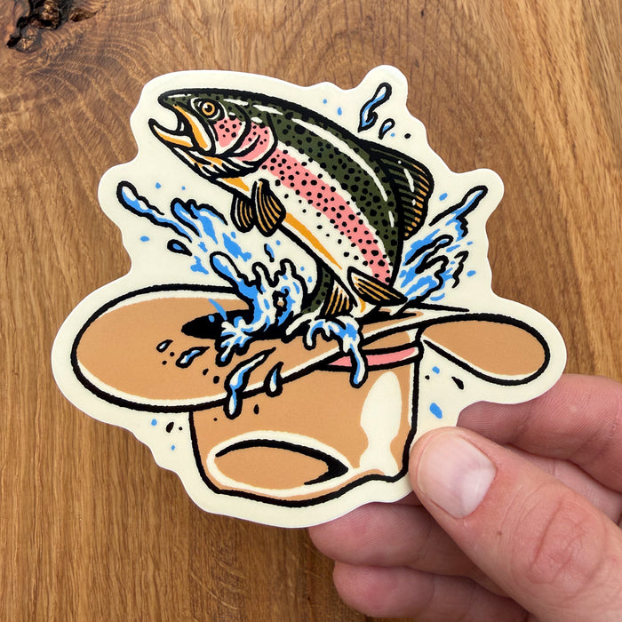 Rainbow Trout Hat - 4 Inch Glossy Vinyl Fish Sticker