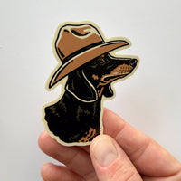 Dachshund  Cowdog - 3 Inch Matte Vinyl Cowboy Dog Sticker