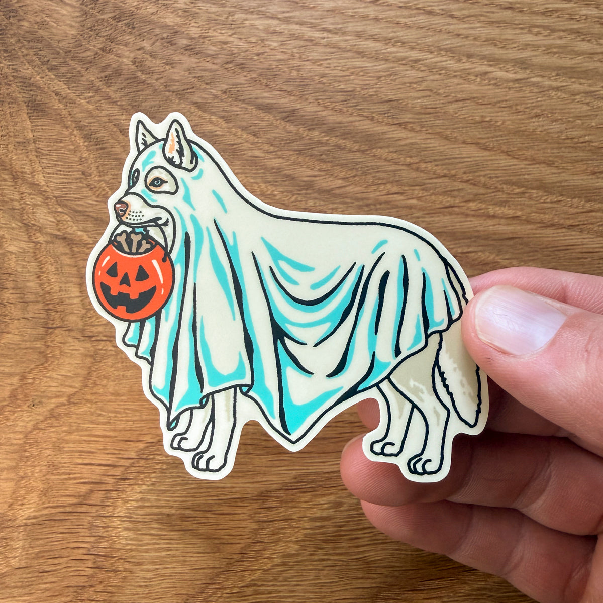 Ghost Husky (White) 3 Inch Matte Vinyl Sticker