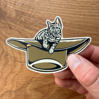 Kitten Cowboy Hat (Gold) 3 Inch Matte Vinyl Sticker