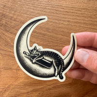 Moon Wine Cat 3 Inch Matte Vinyl Sticker