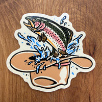 Rainbow Trout Hat - 4 Inch Glossy Vinyl Fish Sticker