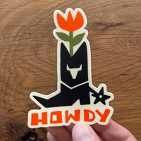 Howdy Flower Boot 4 Inch Matte Vinyl Sticker