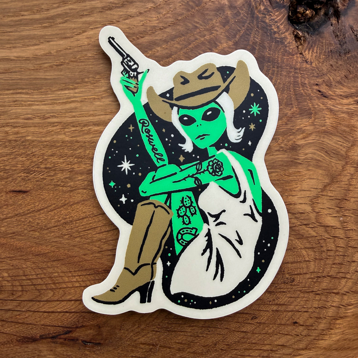 Alien Starr - 4 Inch Matte Vinyl Retro Western Cowgirl Sticker