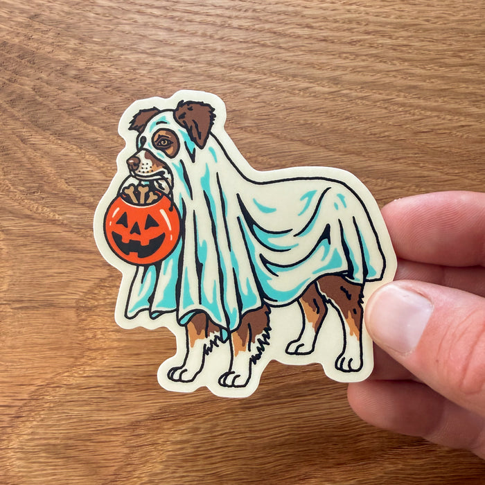 Ghost Australian Shepherd (Red Tricolor) 3 Inch Matte Vinyl Sticker