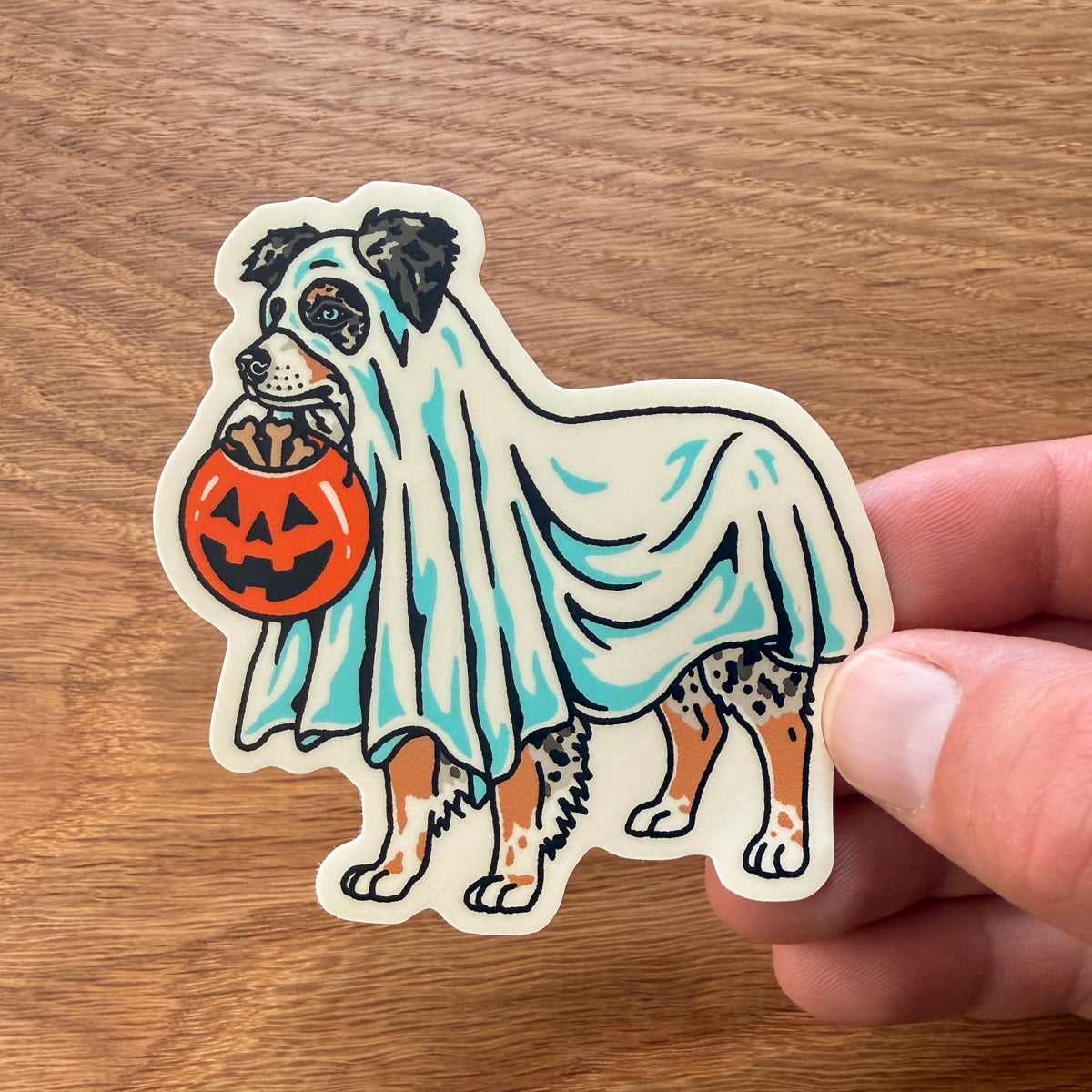 Ghost Australian Shepherd (Blue Merle) 3 Inch Matte Vinyl Sticker
