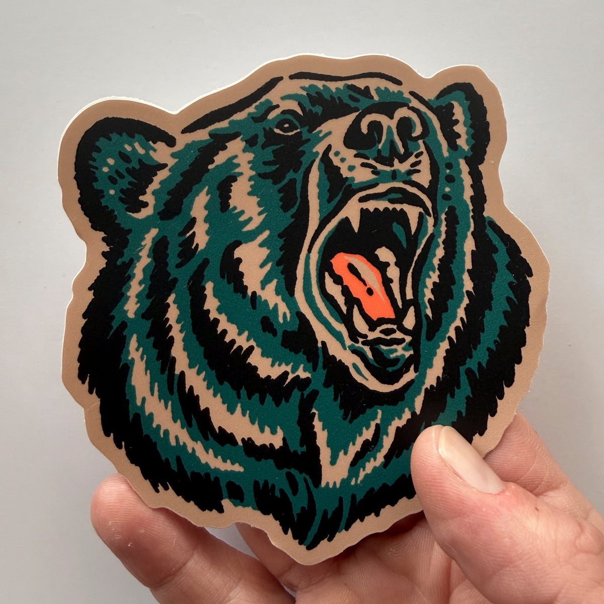 Growling Grizzly - 4 Inch Large Matte Vinyl Western Wildlife Sticker