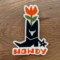 Howdy Flower Boot 4 Inch Matte Vinyl Sticker