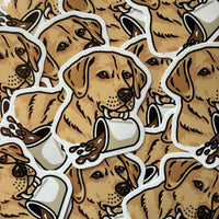 Coffee Yellow Lab Glossy Sticker