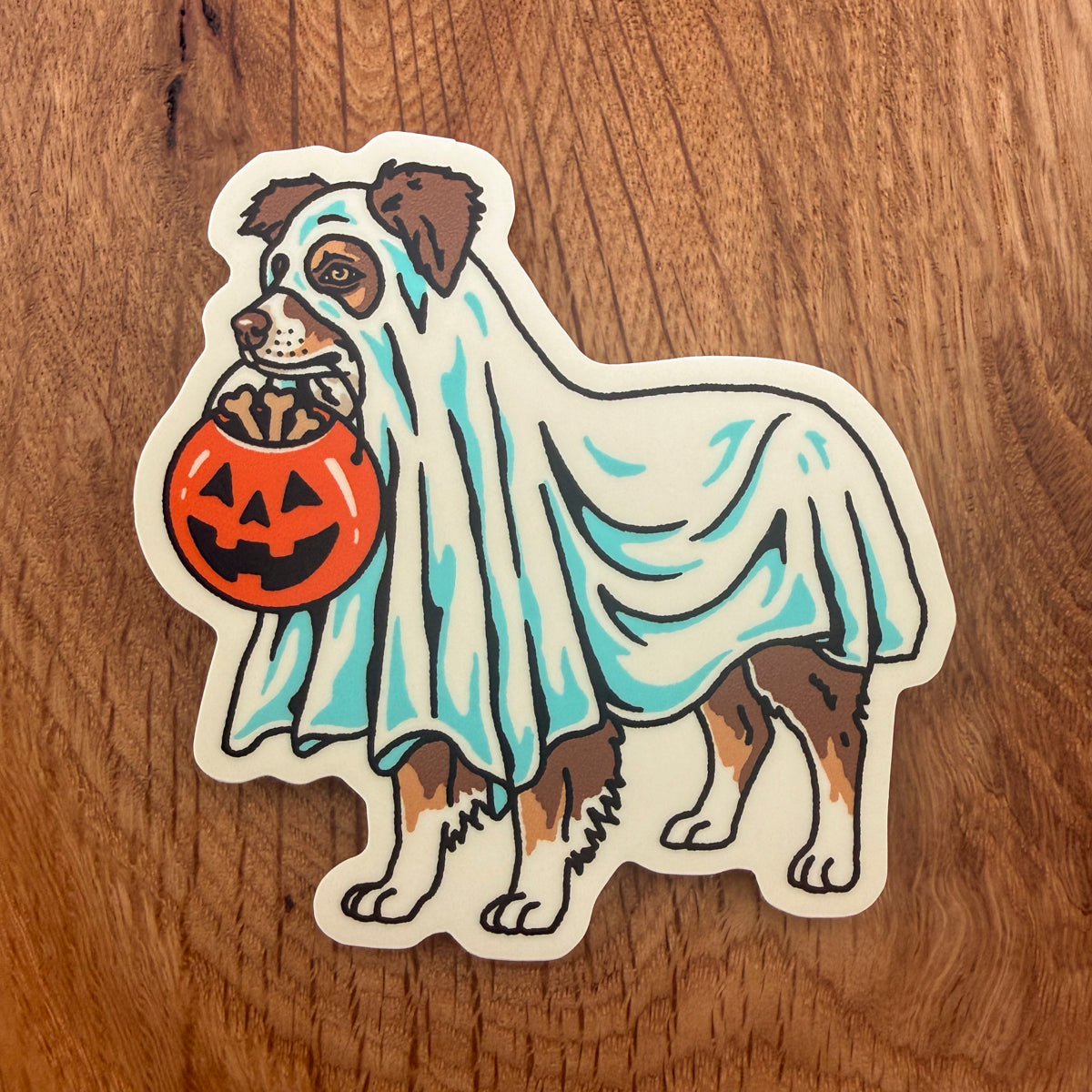 Ghost Australian Shepherd (Red Tricolor) 3 Inch Matte Vinyl Sticker