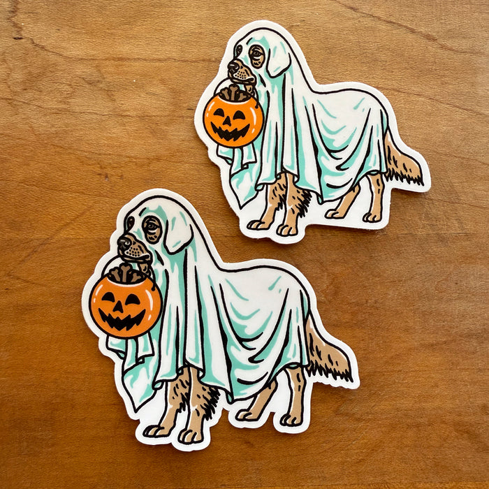 Ghost Golden Retriever Stickers - 2 PACK