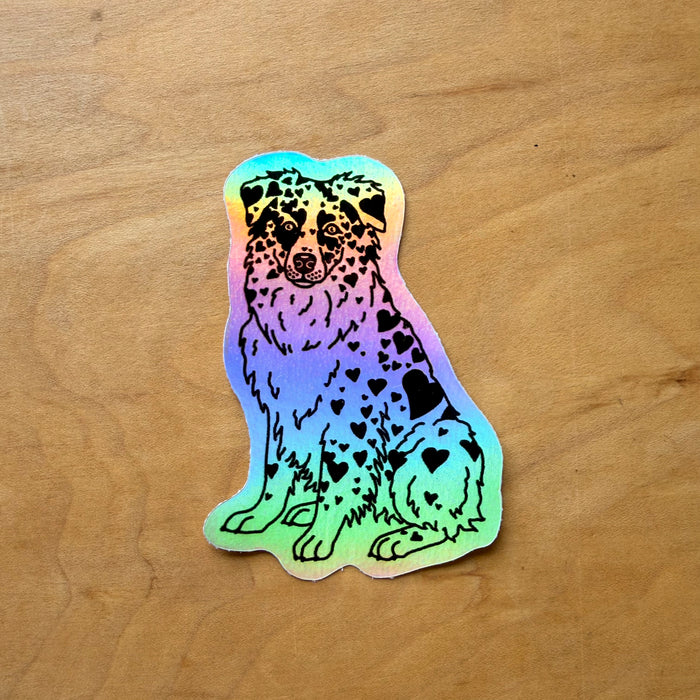 Aussie Hearts (Black) Holigraphic Sticker