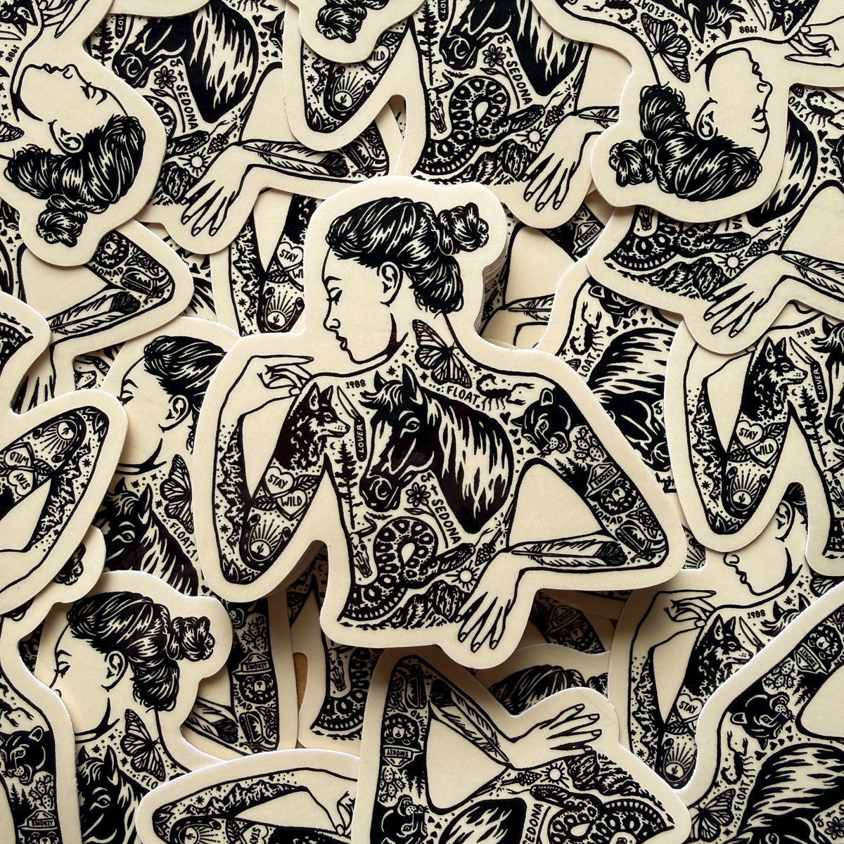 Tattooed Cowgirl 2 Glossy Sticker