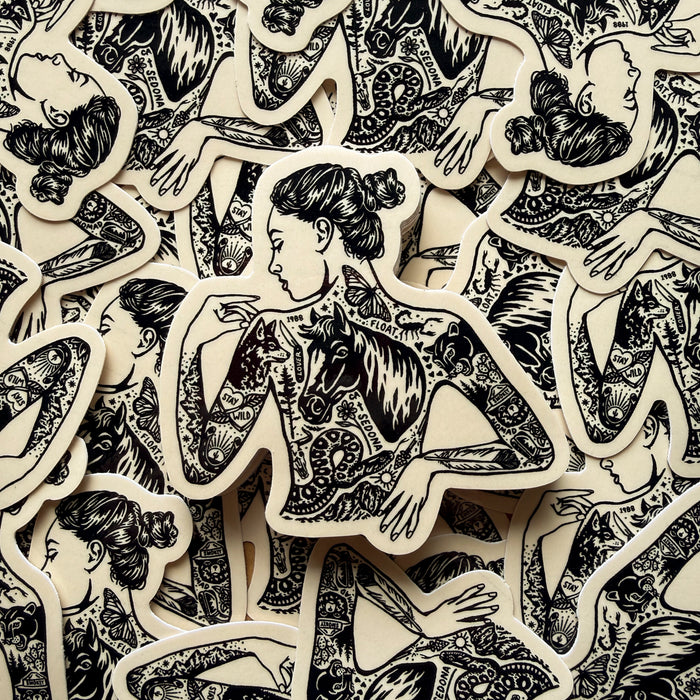 Tattooed Cowgirl 2 Glossy Sticker