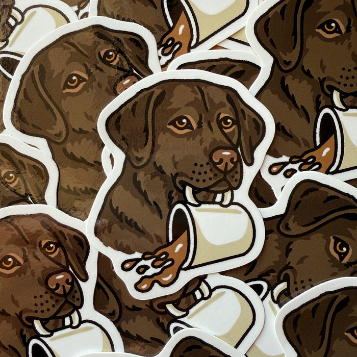 Coffee Chocolate Lab Glossy Sticker