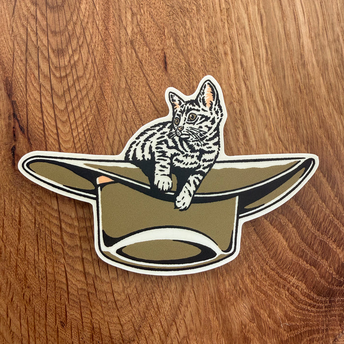 Kitten Cowboy Hat (Gold) 3 Inch Matte Vinyl Sticker