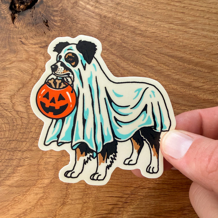 Ghost Australian Shepherd (Black Tricolor) 3 Inch Matte Vinyl Sticker