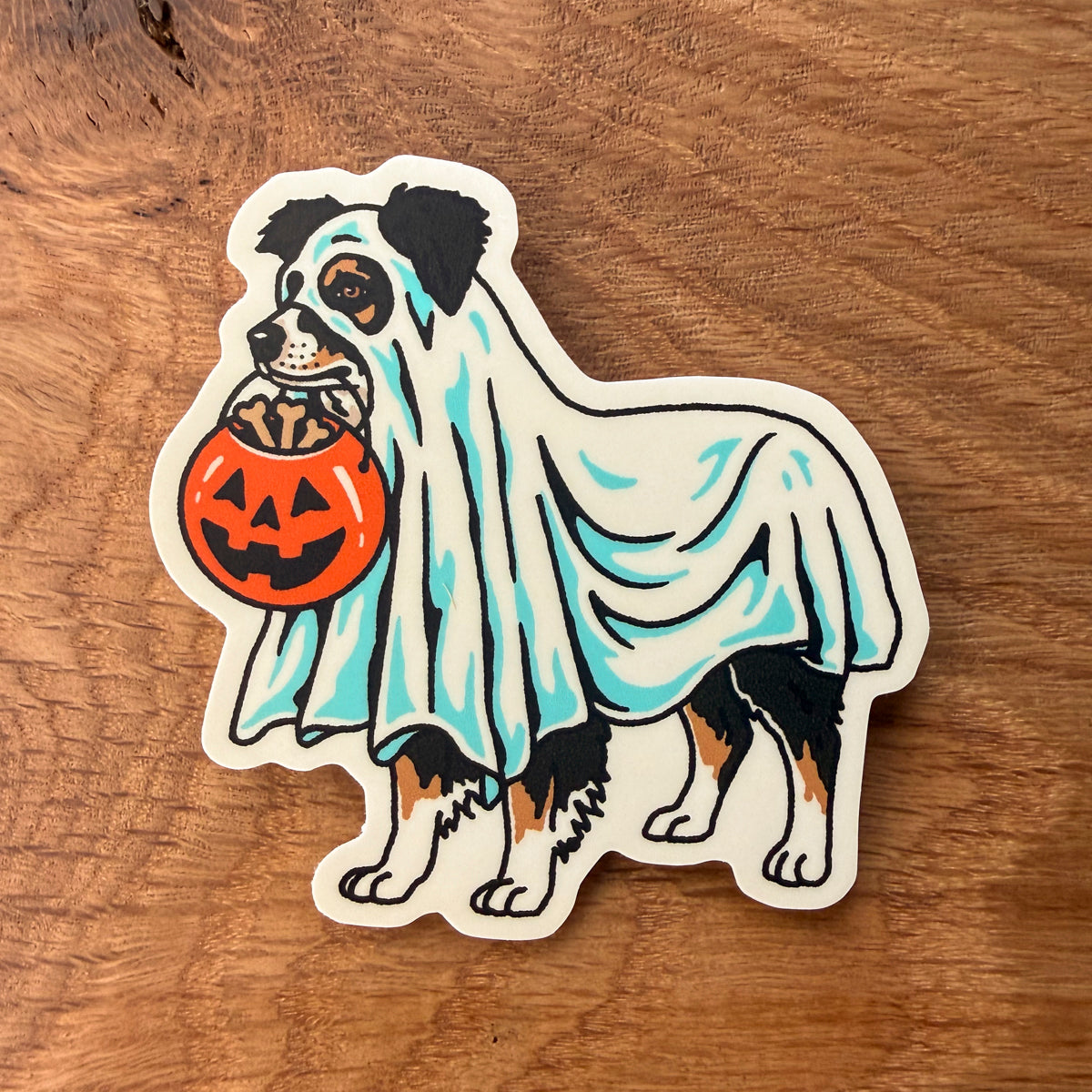 Ghost Australian Shepherd (Black Tricolor) 3 Inch Matte Vinyl Sticker