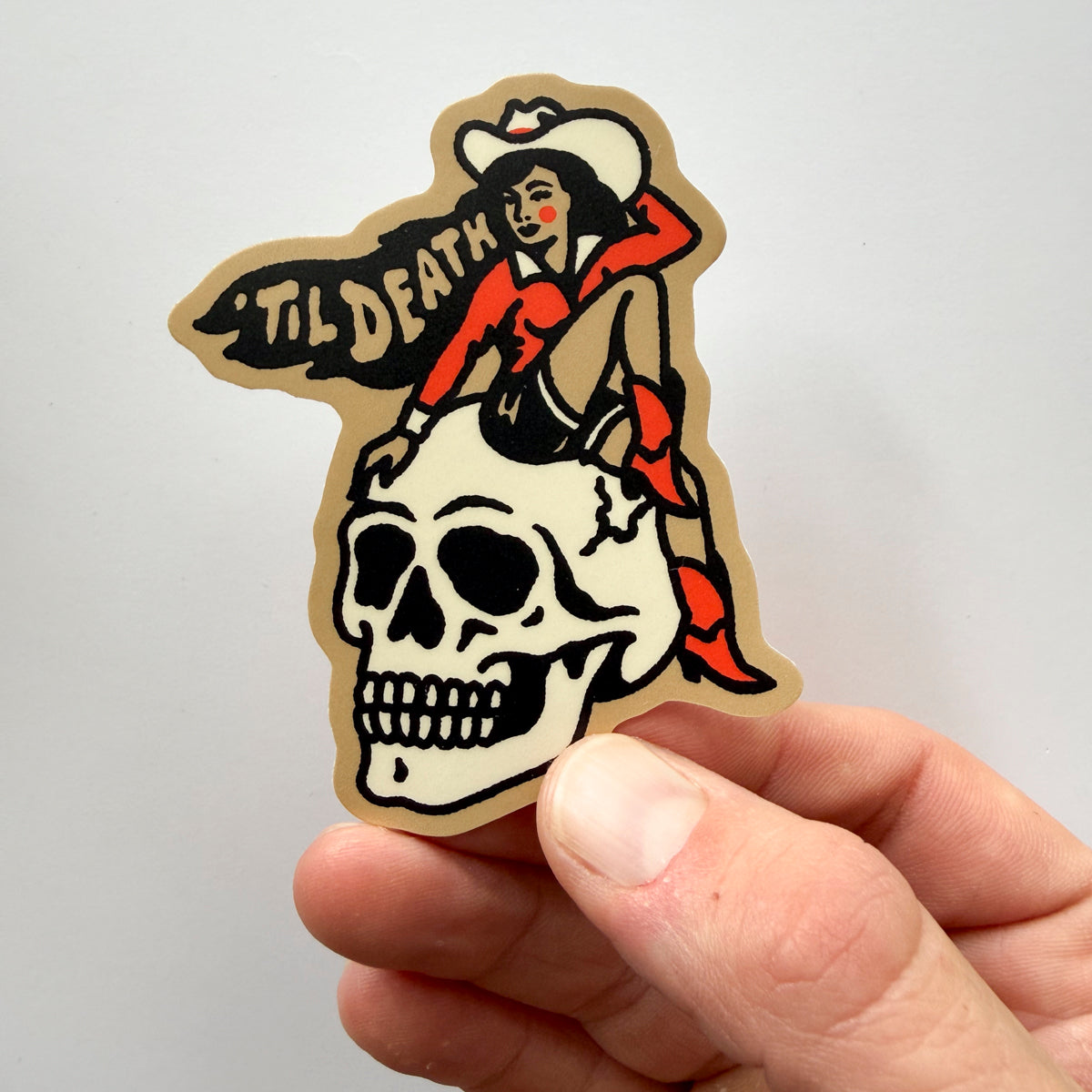 Til Death Cowgirl - 3 Inch Matte Vinyl Western Valentines Love Sticker