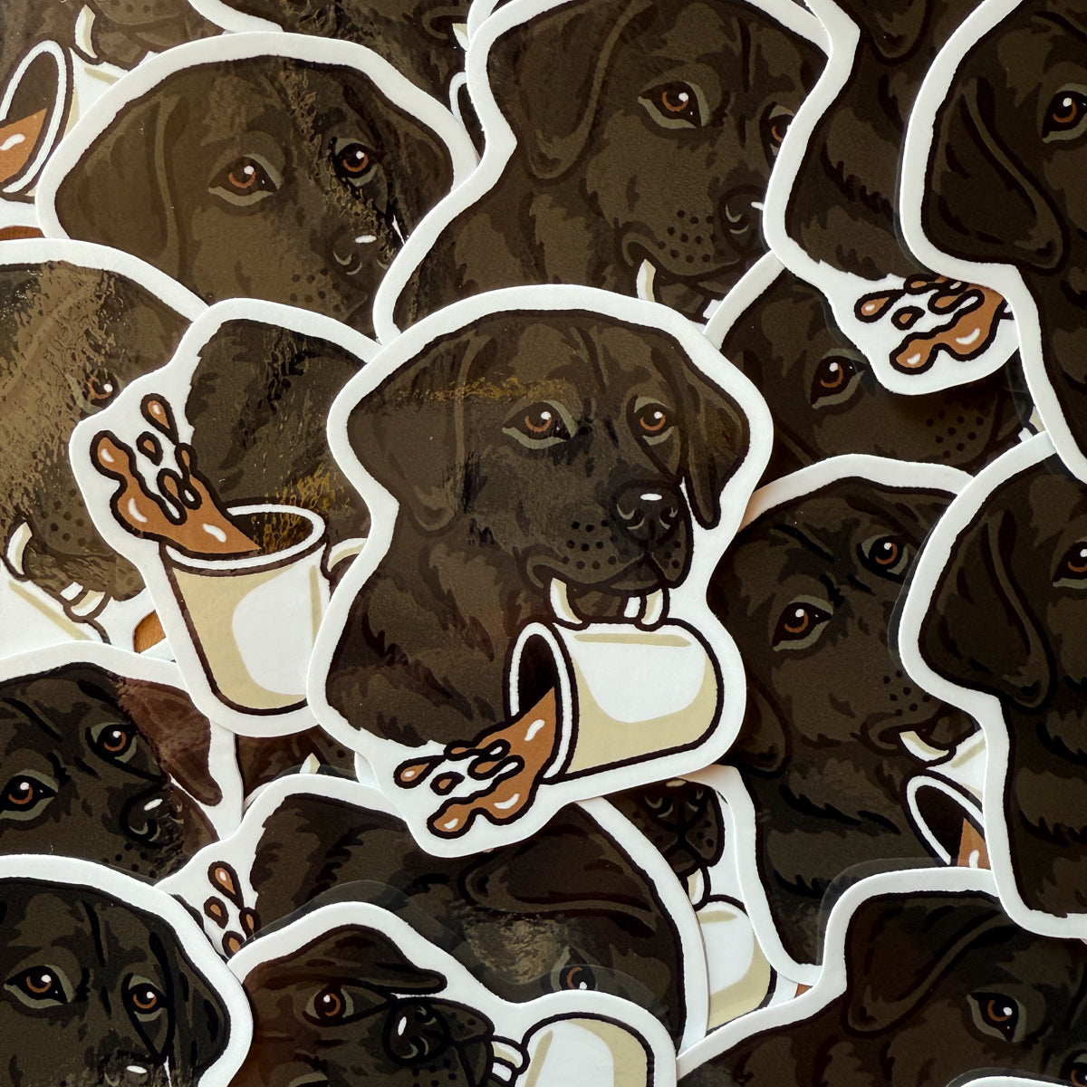 Coffee Black Lab Glossy Sticker