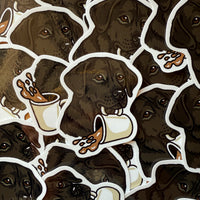 Coffee Black Lab Glossy Sticker